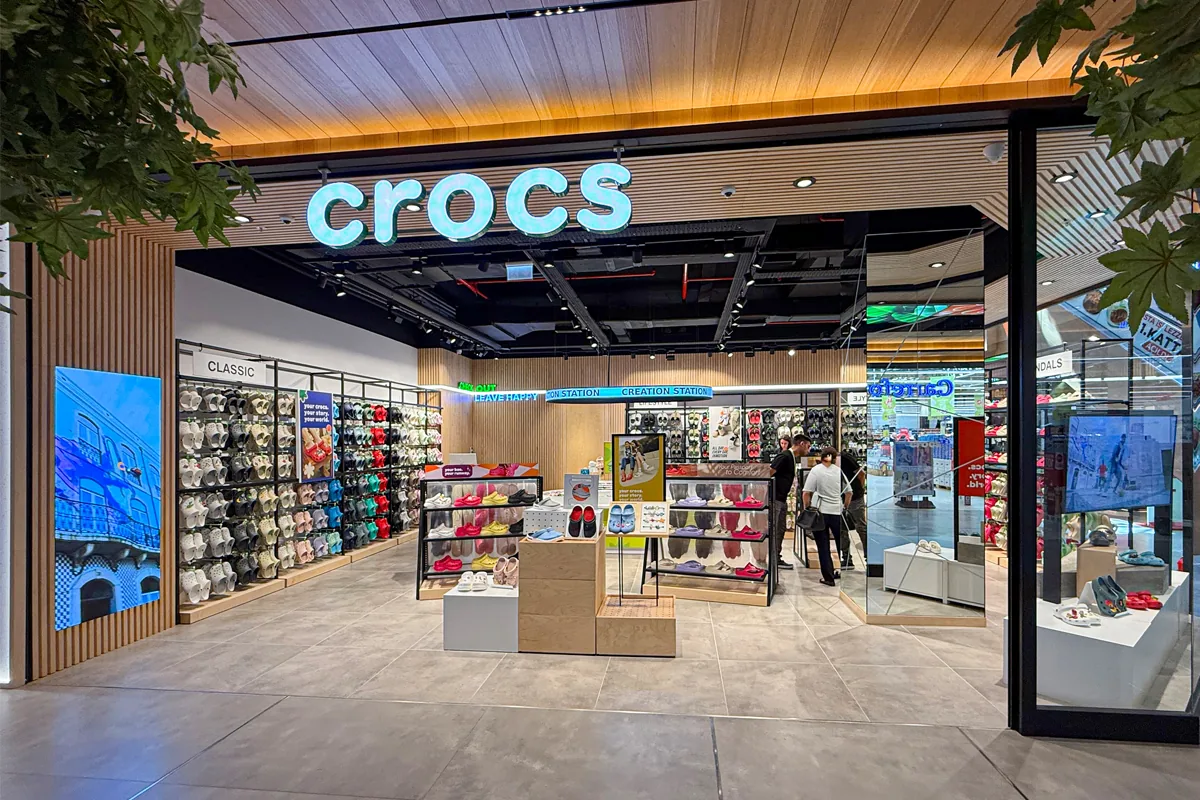 Crocs retail store entrance and interior
