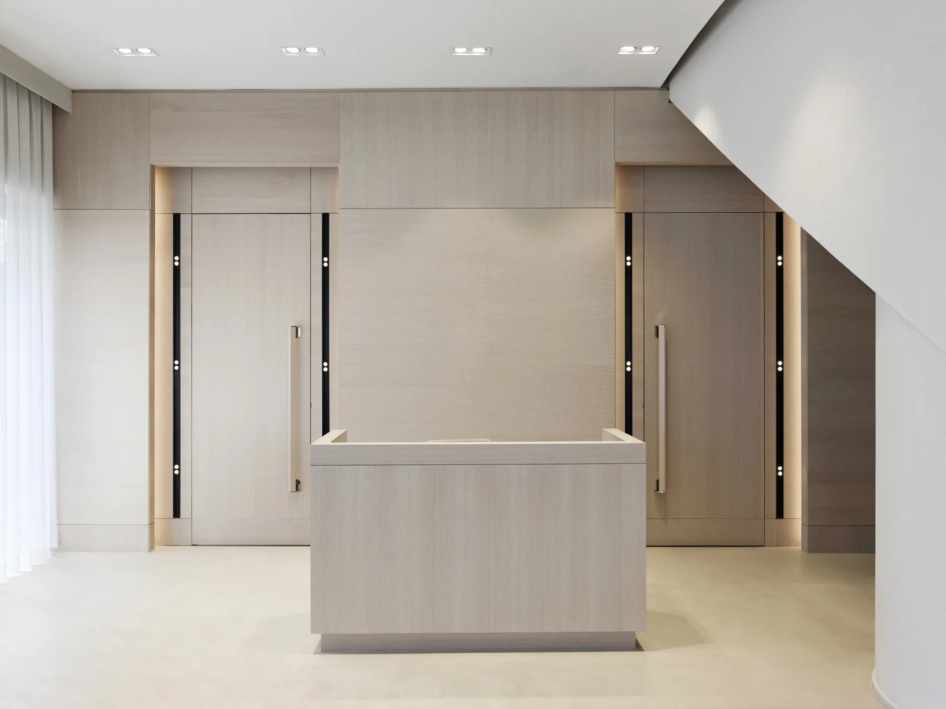 Minimal residential reception and custom joinery